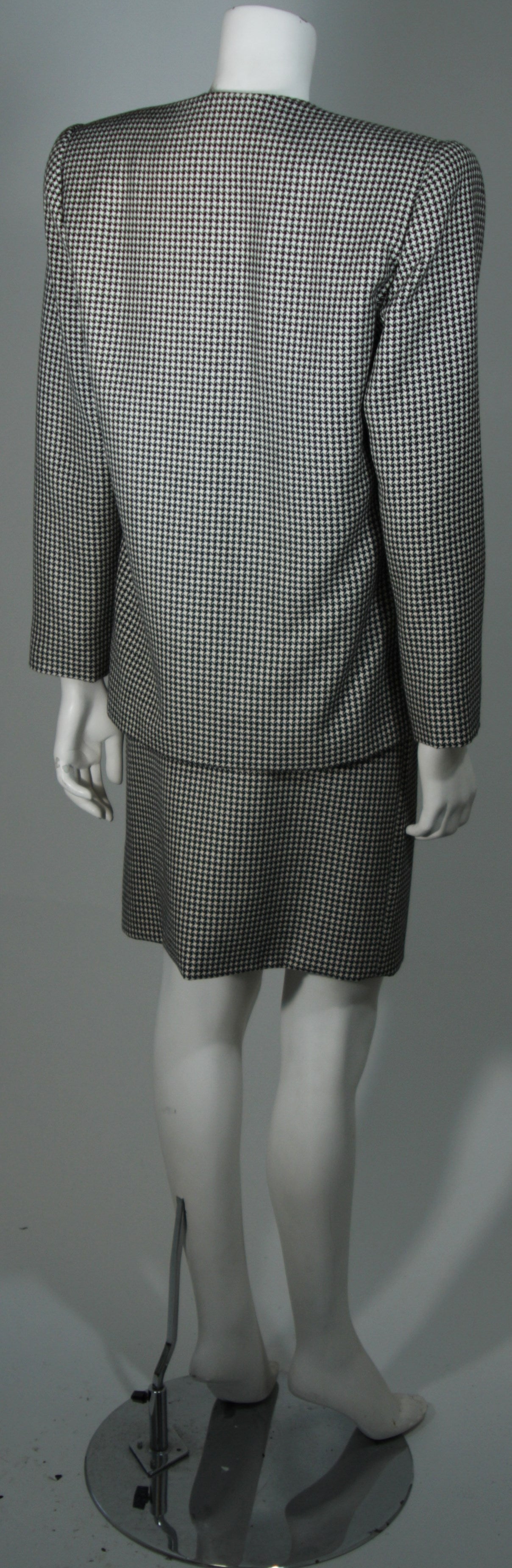 Galanos Couture Grey Houndstooth Skirt Suit Size 2 4 2