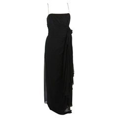 Emma Domb Black Silk Chiffon Gown Size S