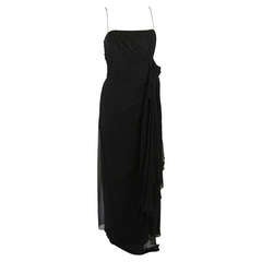 Emma Domb Black Silk Chiffon Gown Size S 2