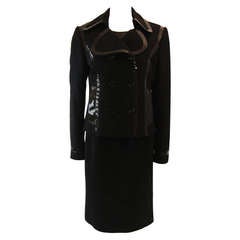 Dolce and Gabbana Patent Trim Black Dress and Jacket set Size 46