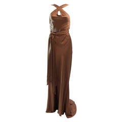 Ralph Lauren Bronze Champagne Silk Gown Size 10