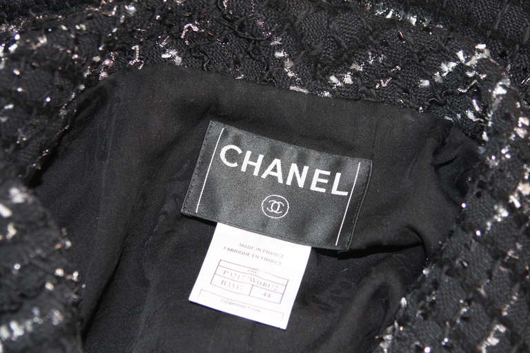 Chanel Metal and Boucle Blazer Size 44 with Glass Beads 5