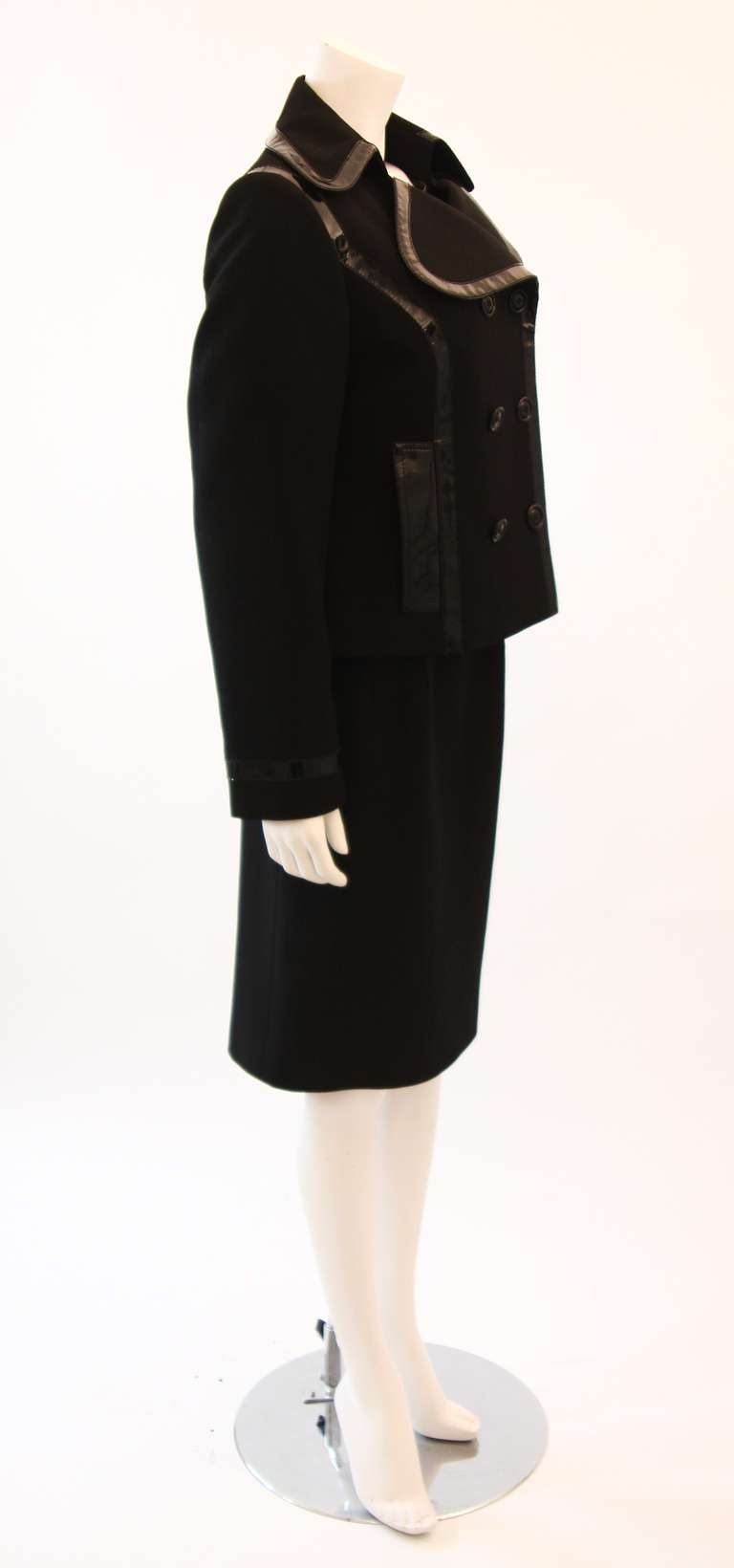 Women's Dolce and Gabbana Patent Trim Black Dress and Jacket set Size 46