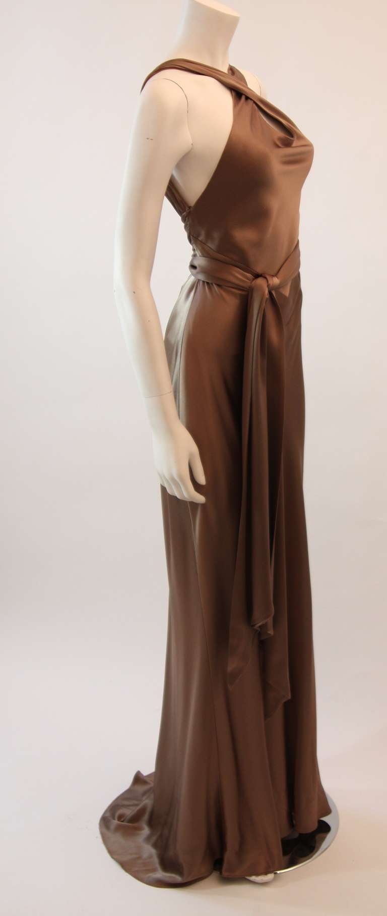 Women's Ralph Lauren Bronze Champagne Silk Gown Size 10