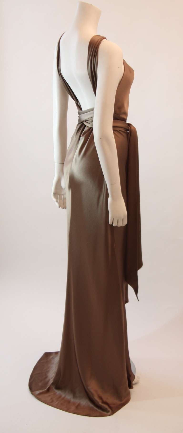Ralph Lauren Bronze Champagne Silk Gown Size 10 1