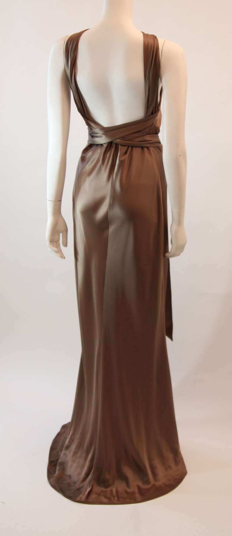 Ralph Lauren Bronze Champagne Silk Gown Size 10 2