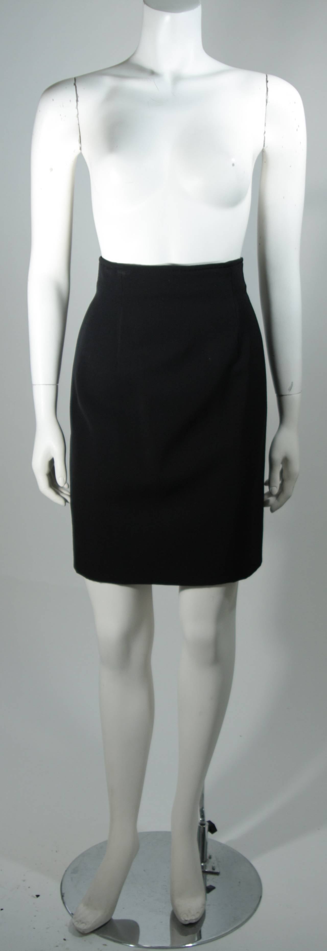 Galanos Couture Black Wool Skirt with Silk Accents Suit Size 2 4 5