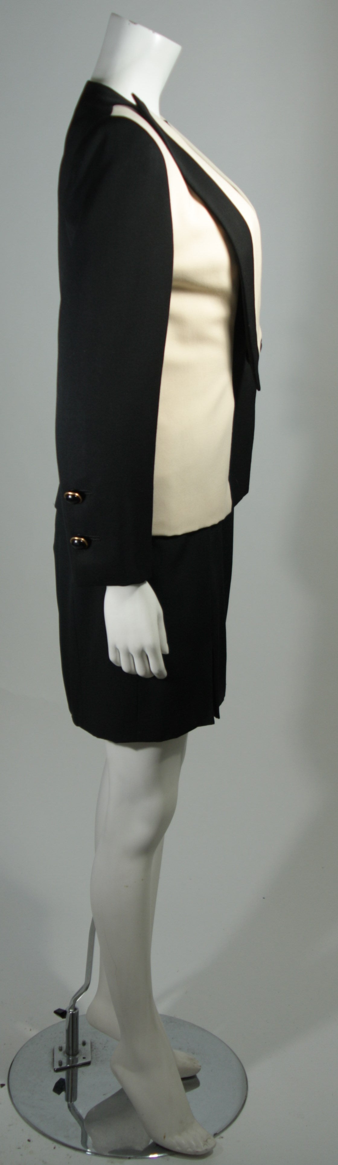 Galanos Couture Black and Off White Contrast Dress Suit Ensemble Size 4 6 2