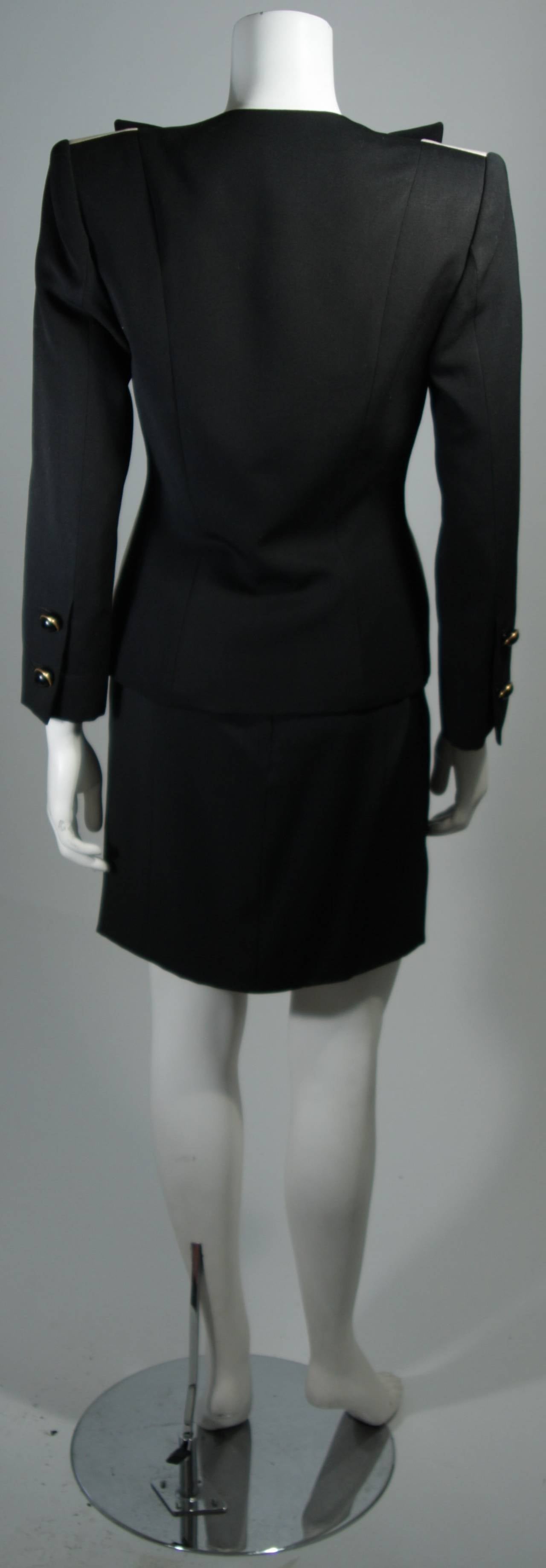 Galanos Couture Black and Off White Contrast Dress Suit Ensemble Size 4 6 3