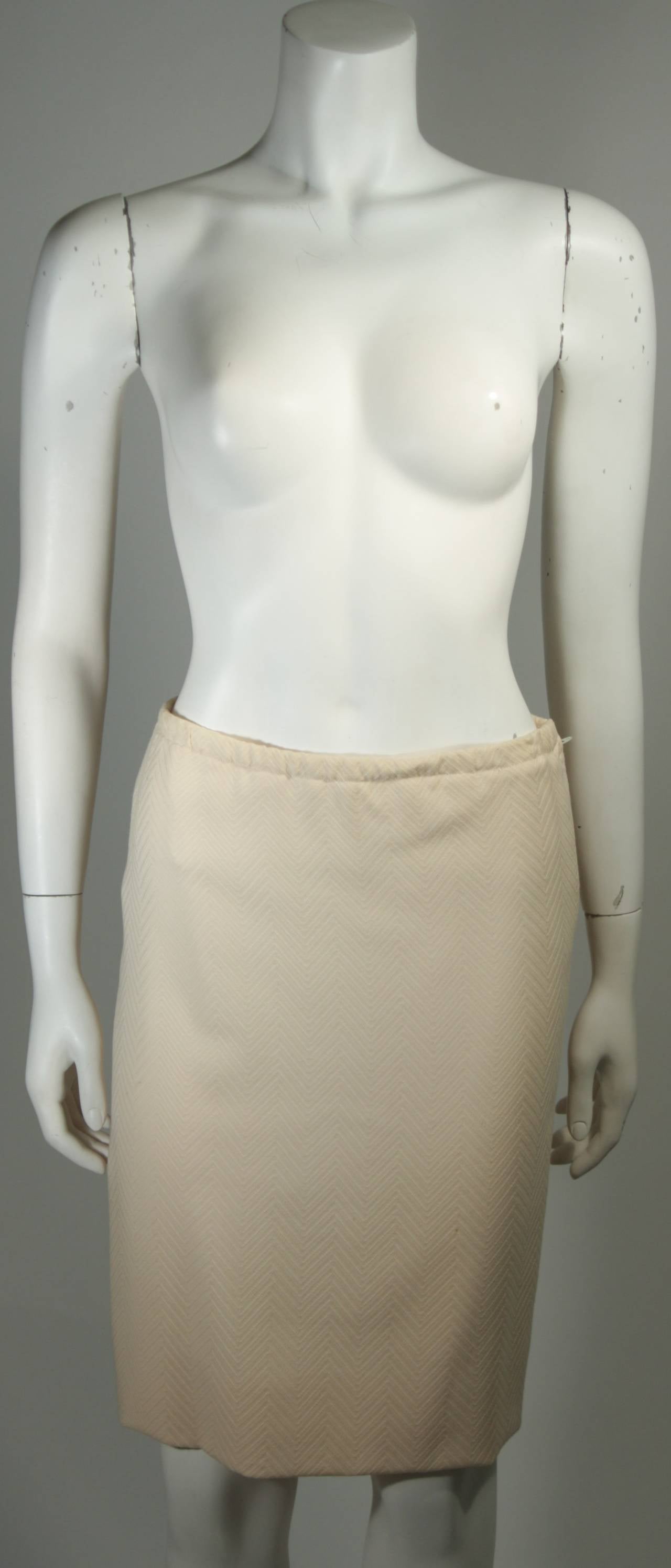 Galanos Couture Cream Silk Skirt Suit Size 2 4 5