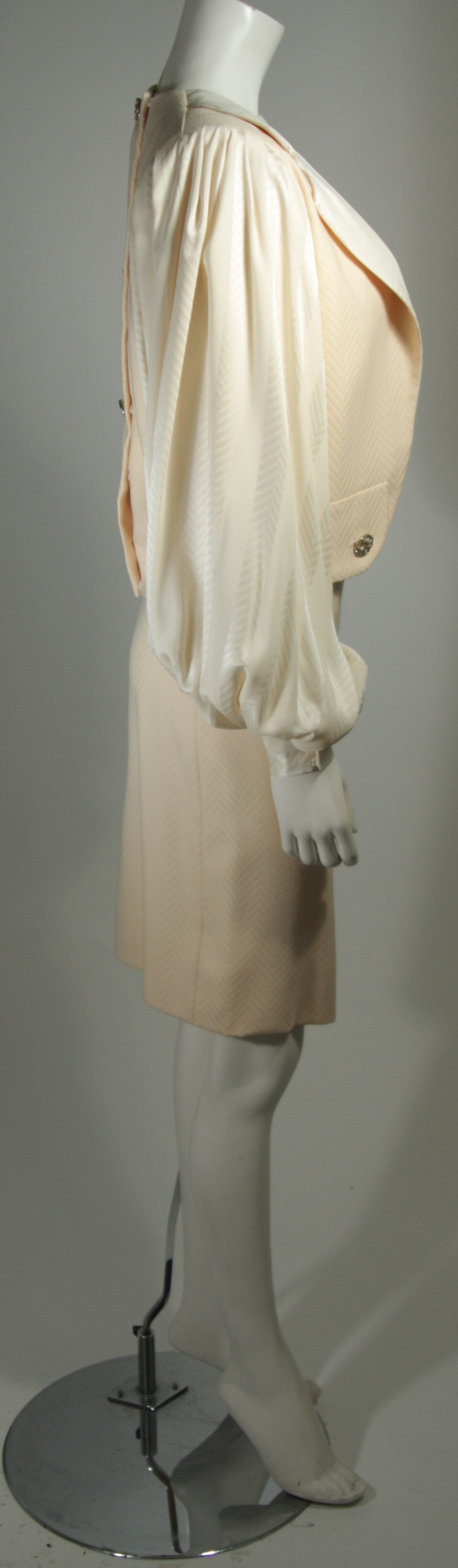 Galanos Couture Cream Silk Skirt Suit Size 2 4 2