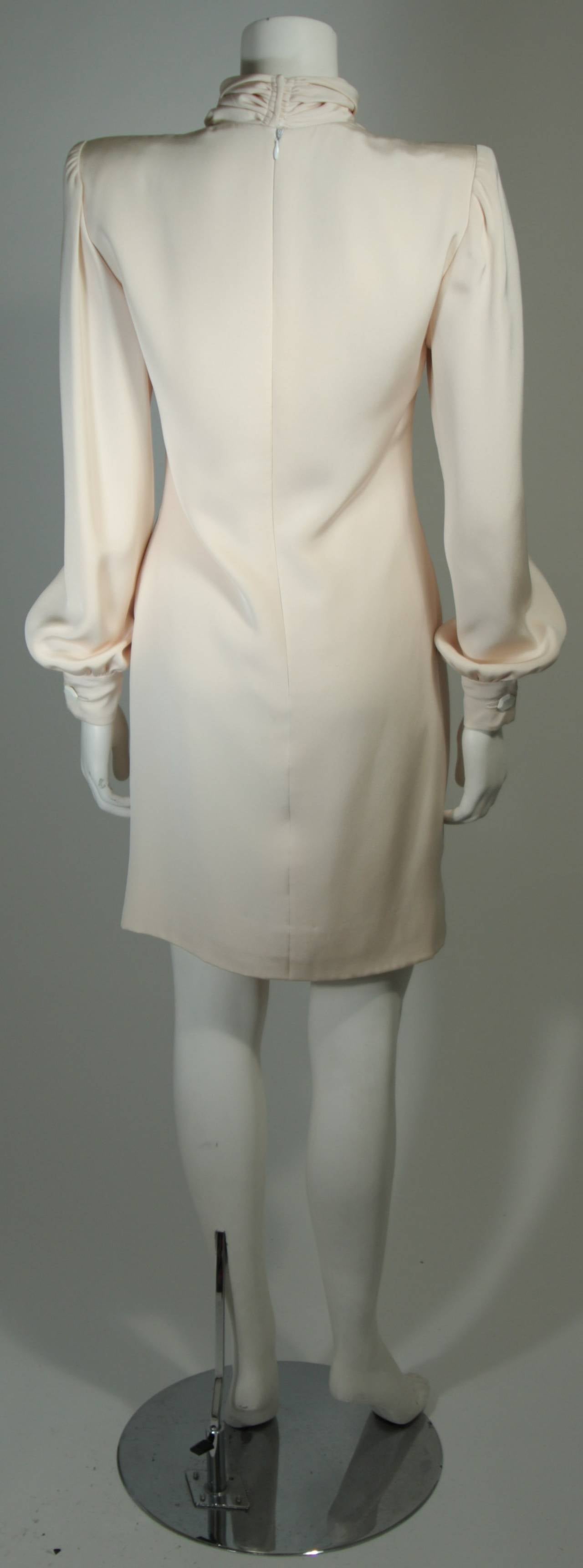 Galanos Couture Cream Silk Cocktail Dress Size 2 4 2