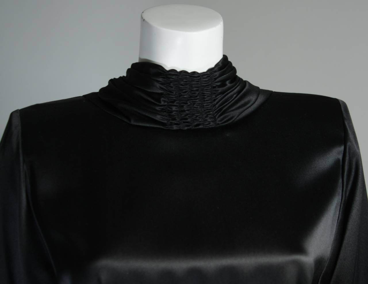 Women's Galanos Couture Black Silk Drop Waist Gown Size 2 4