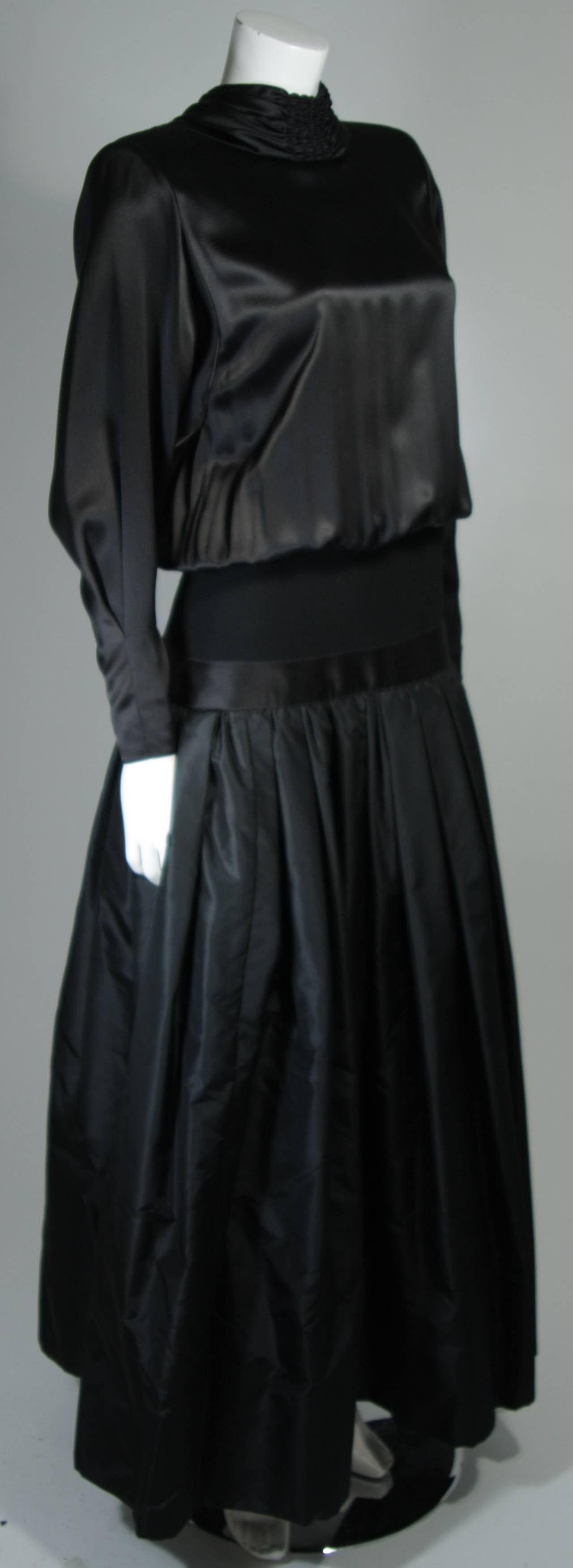 Galanos Couture Black Silk Drop Waist Gown Size 2 4 1