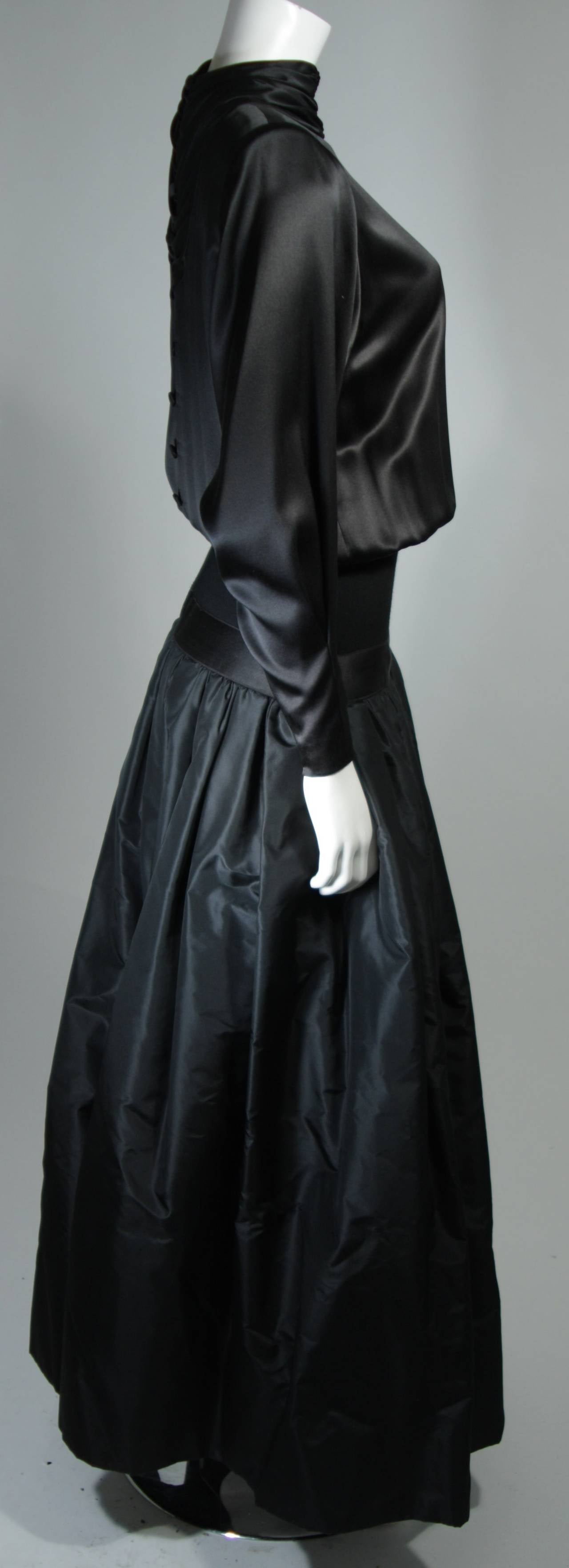 Galanos Couture Black Silk Drop Waist Gown Size 2 4 2