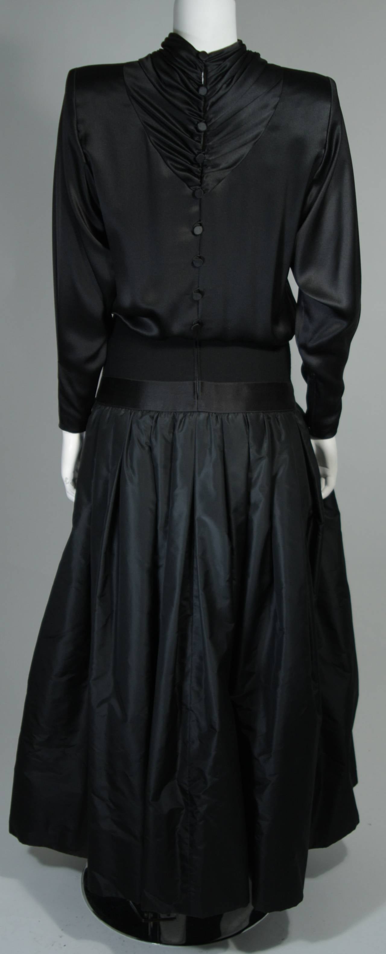 Galanos Couture Black Silk Drop Waist Gown Size 2 4 3