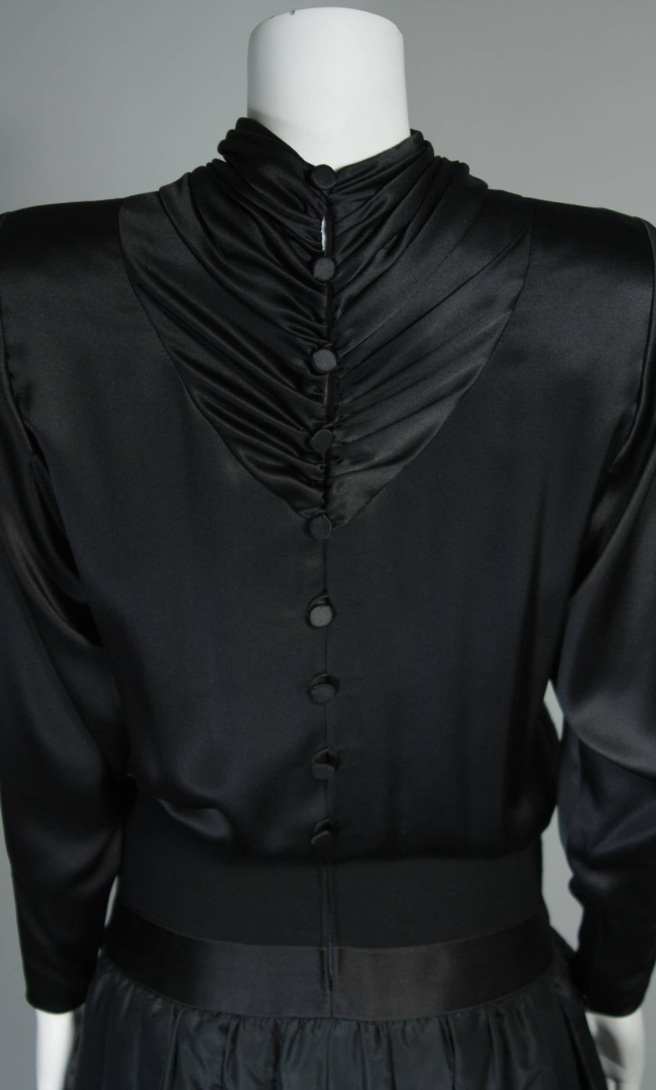 Galanos Couture Black Silk Drop Waist Gown Size 2 4 4
