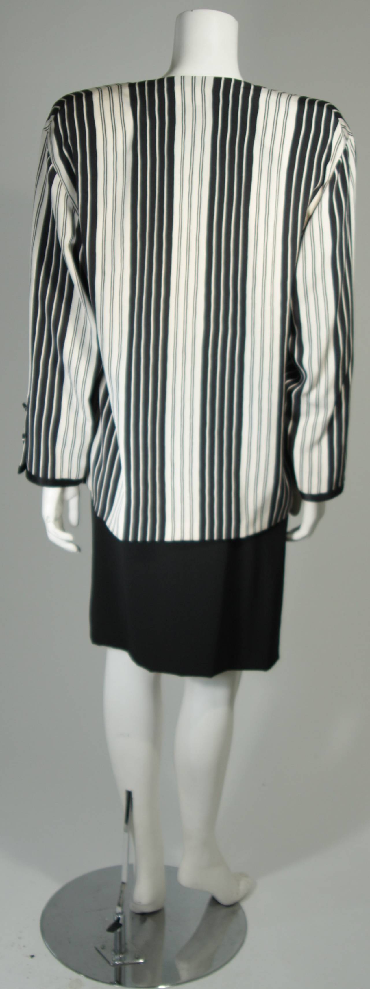 Galanos Couture Black and Off White Skirt Suit Size 2 4 2