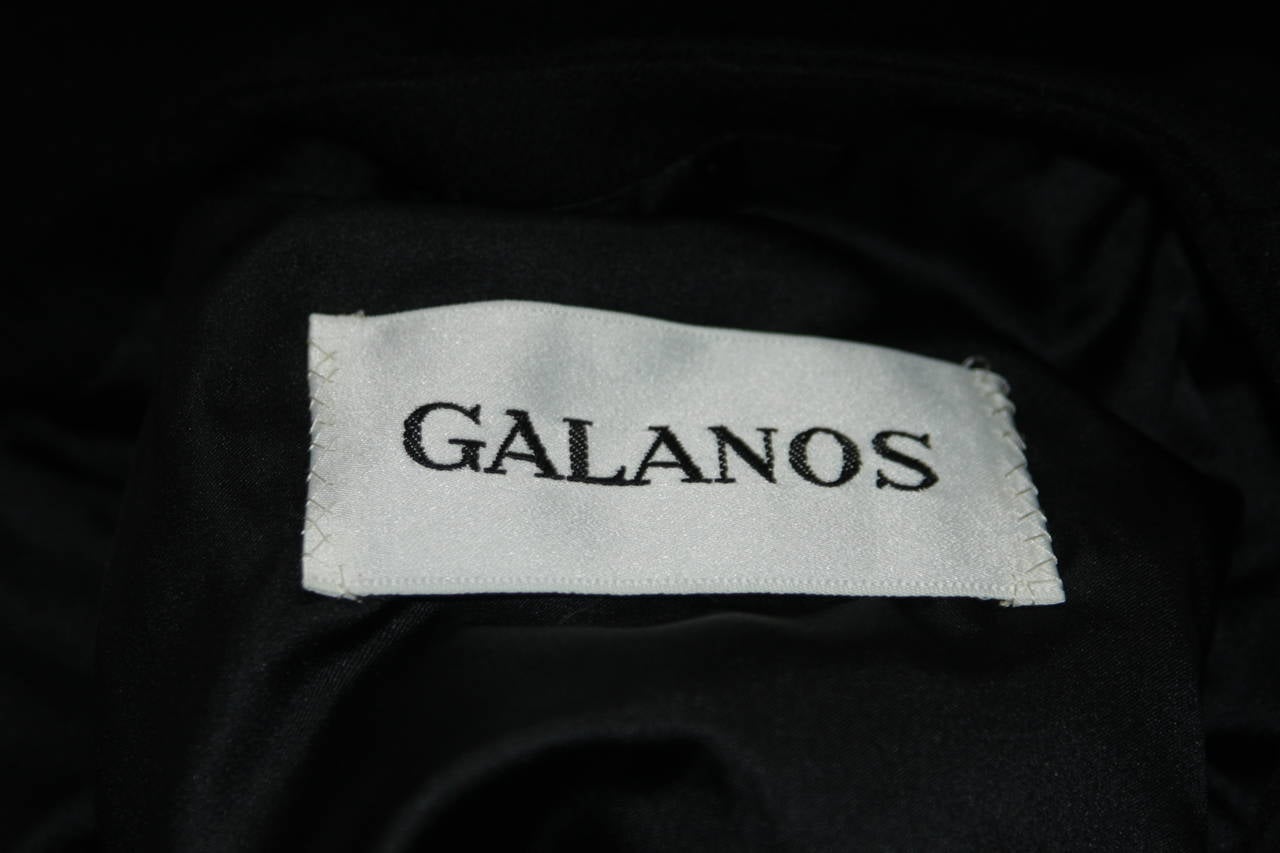 Galanos Couture Black Wool and Velvet Skirt Suit Ensemble Size 2 4 6