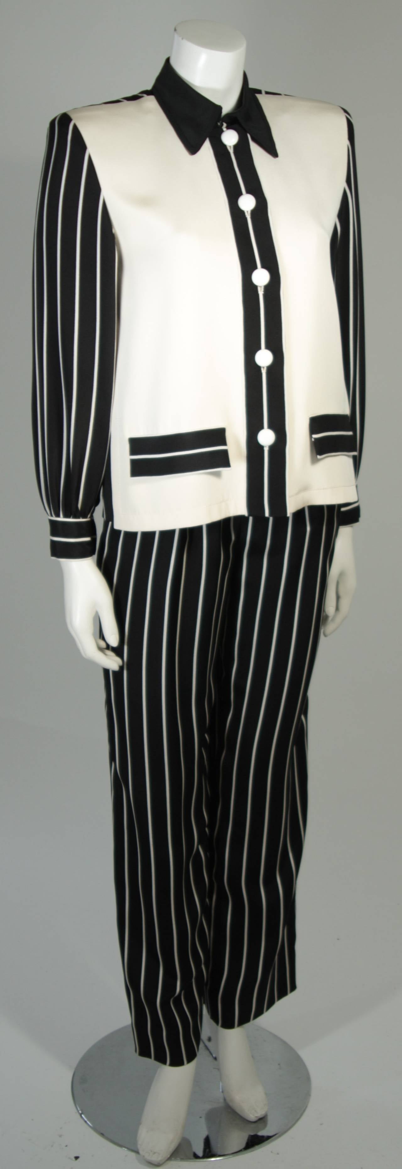 Women's Galanos Black and Grey Pant Suit Ensemble Size 2 4