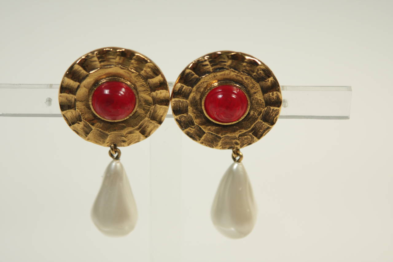 chanel red earrings