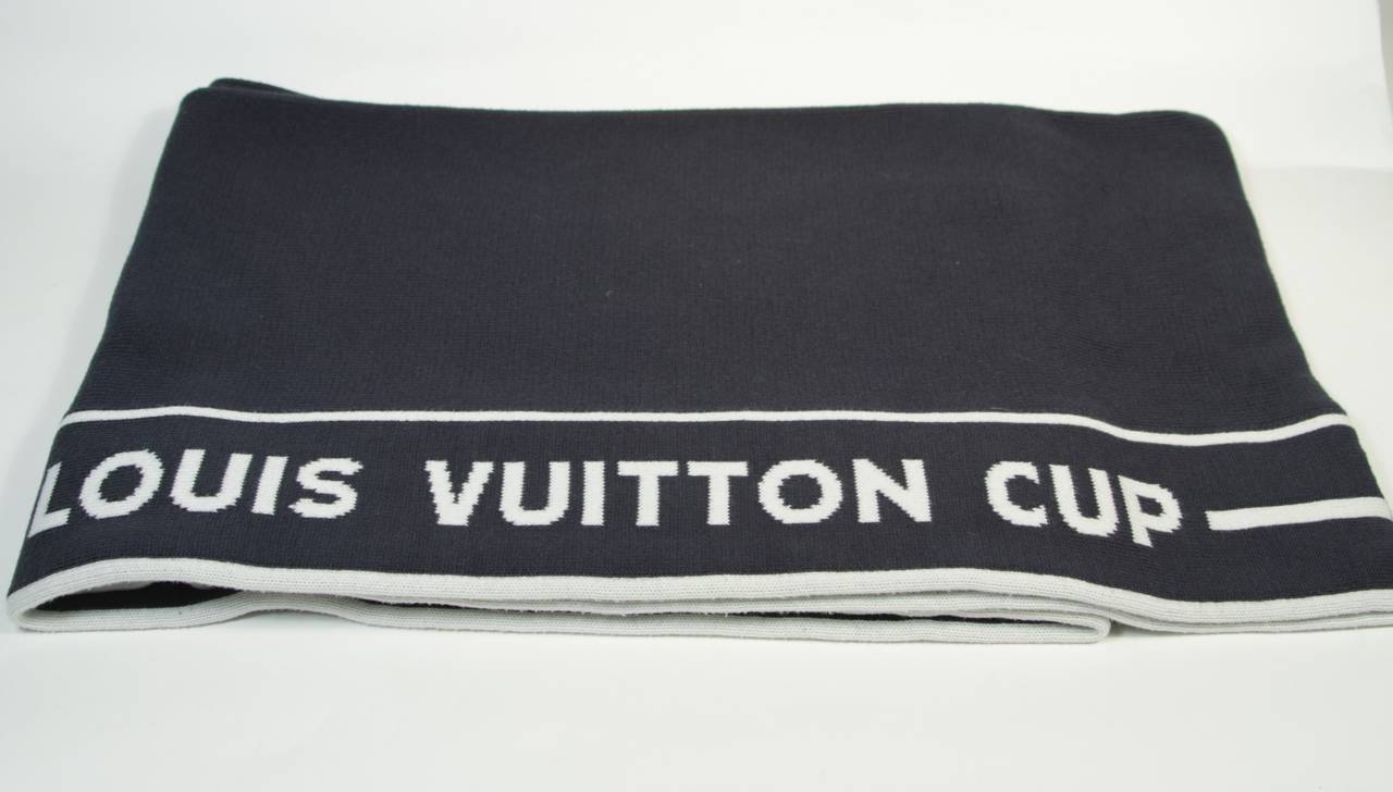 Black Louis Vuitton Cup Navy Cashmere Blend Scarf For Sale