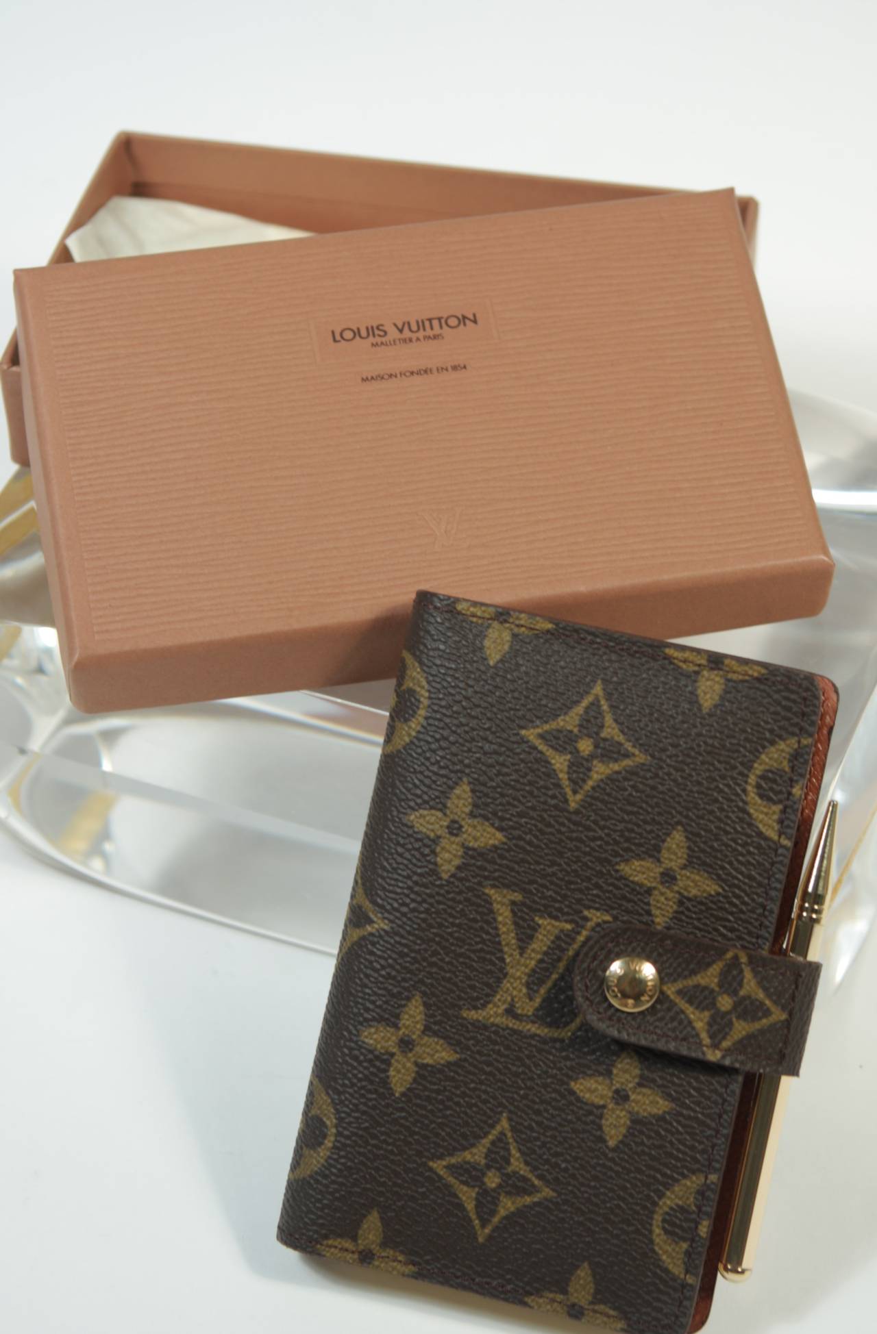 Louis Vuitton Small Monogram Agenda with Pencil and Original Box 1999 at 1stdibs