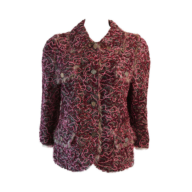 Dolce & Gabbana Pink and Purple Tweed Jacket Size 46