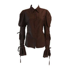 Yves Saint Laurent Brown Ruffle Blouse Size 42 Yves Saint Laurent Brown Ruffle Blouse Size 42