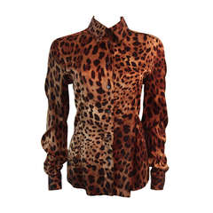 Dolce and Gabbana Silk Animal Print Blouse Size 46