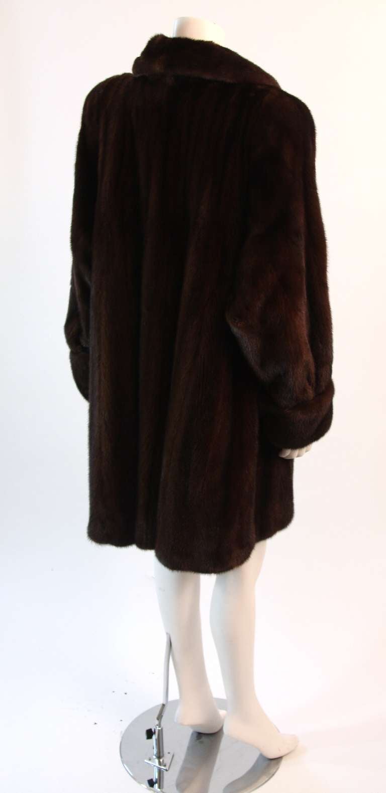 Black Luscious Somper Fur Couture Shawl Collar Mink 3/4 length Coat sz 6-8