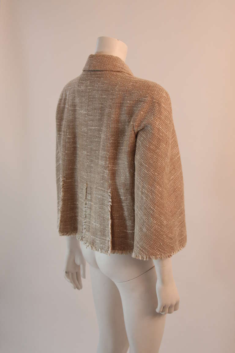 Chic Chanel Café au Lait Linen Tweed Jacket Size 42 2