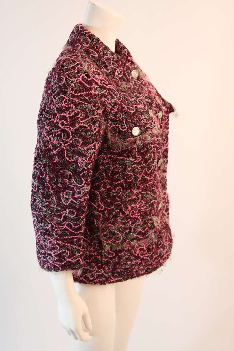 Women's Dolce & Gabbana Pink and Purple Tweed Jacket Size 46