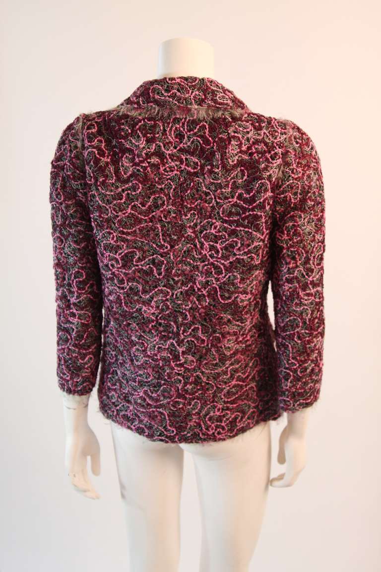 Dolce & Gabbana Pink and Purple Tweed Jacket Size 46 2