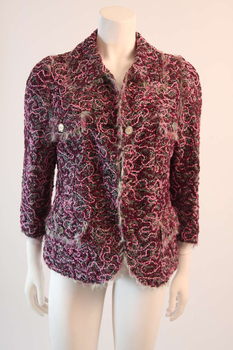 Dolce & Gabbana Pink and Purple Tweed Jacket Size 46 3
