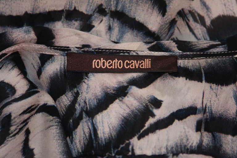 Roberto Cavalli Feather Watercolor Ruffle Blouse Size 44 3