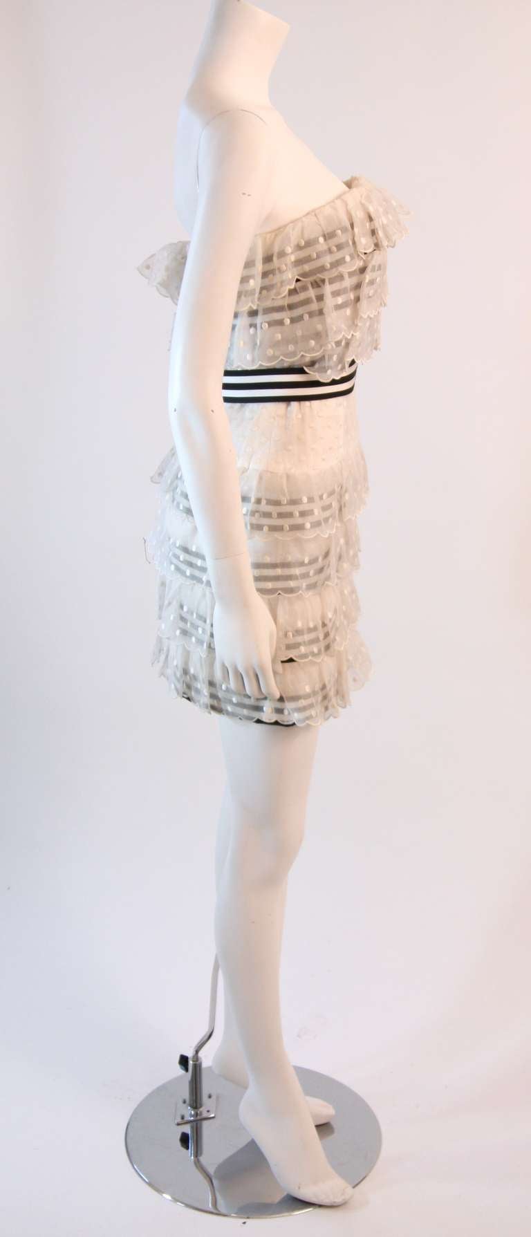 Chanel 2pc White Polka Dot and Navy Striped Dress with Belt 1