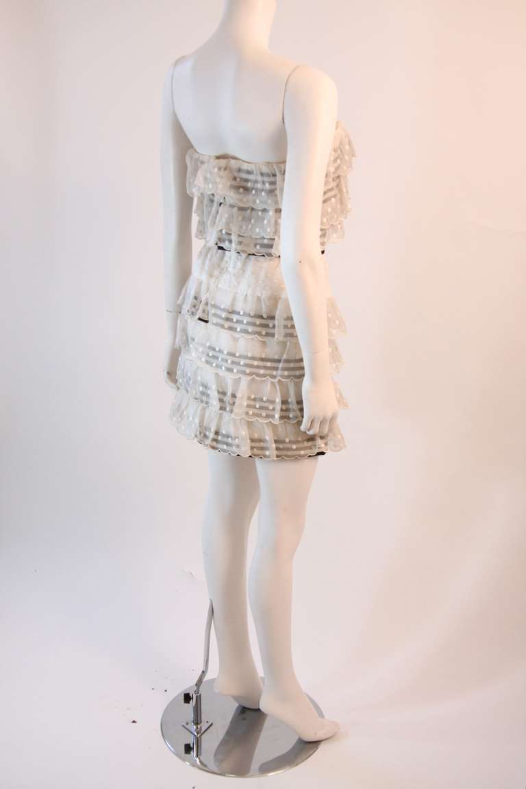 Chanel 2pc White Polka Dot and Navy Striped Dress with Belt 3