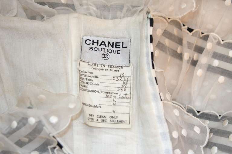 Chanel 2pc White Polka Dot and Navy Striped Dress with Belt 5