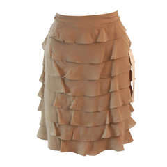 Valentino Silk Sand Chiffon Ruffle Skirt Size 50