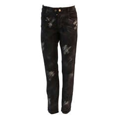 Chanel Black Paint Splatter Jeans Size 42