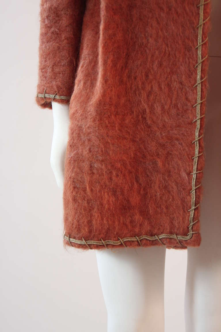 Mary Mcfadden Mohair Jacket with Gold Details Size 6 For Sale 2