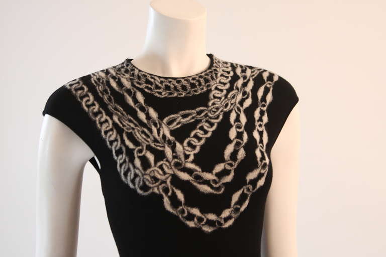 Cashmere Alexander McQueens Intarsia Necklace Dress Size M In Excellent Condition In Los Angeles, CA