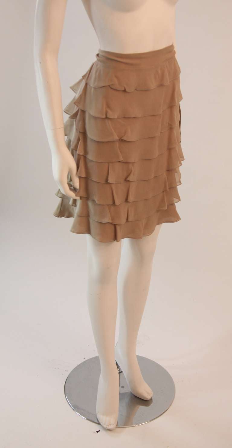 Women's Valentino Silk Sand Chiffon Ruffle Skirt Size 50