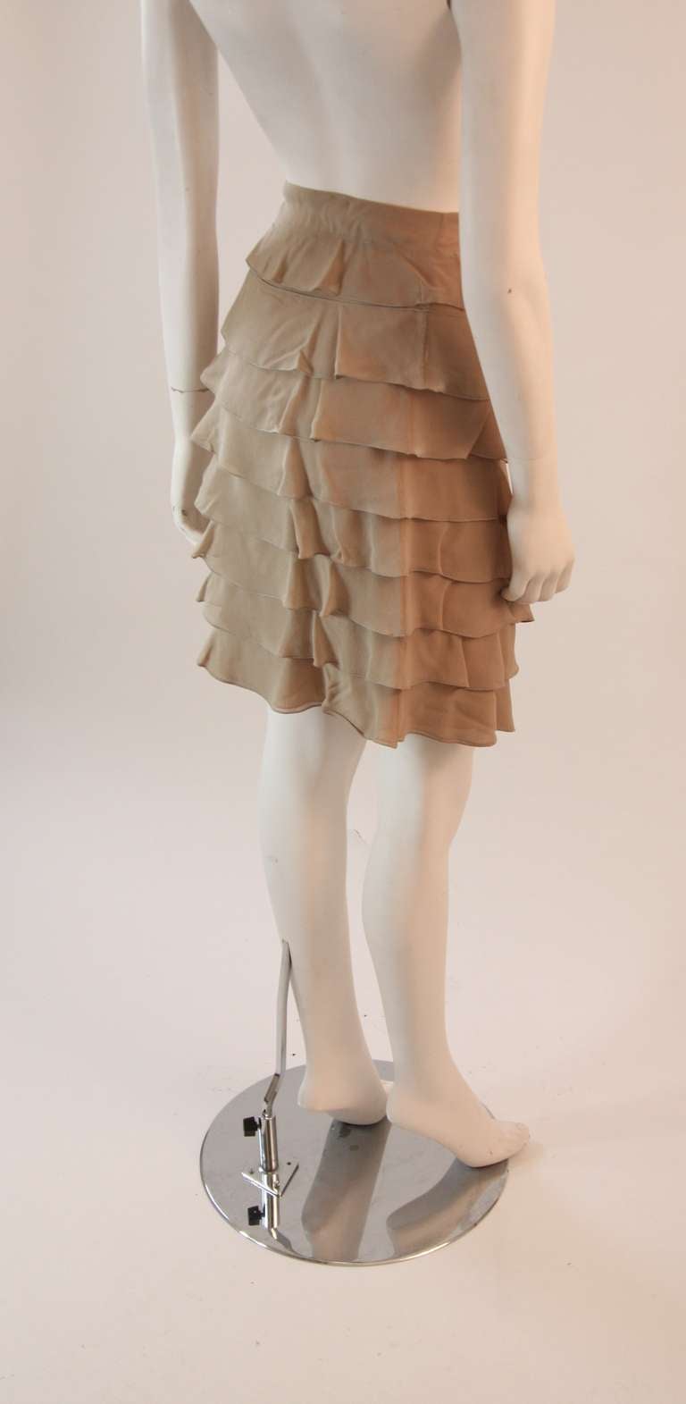 Valentino Silk Sand Chiffon Ruffle Skirt Size 50 1