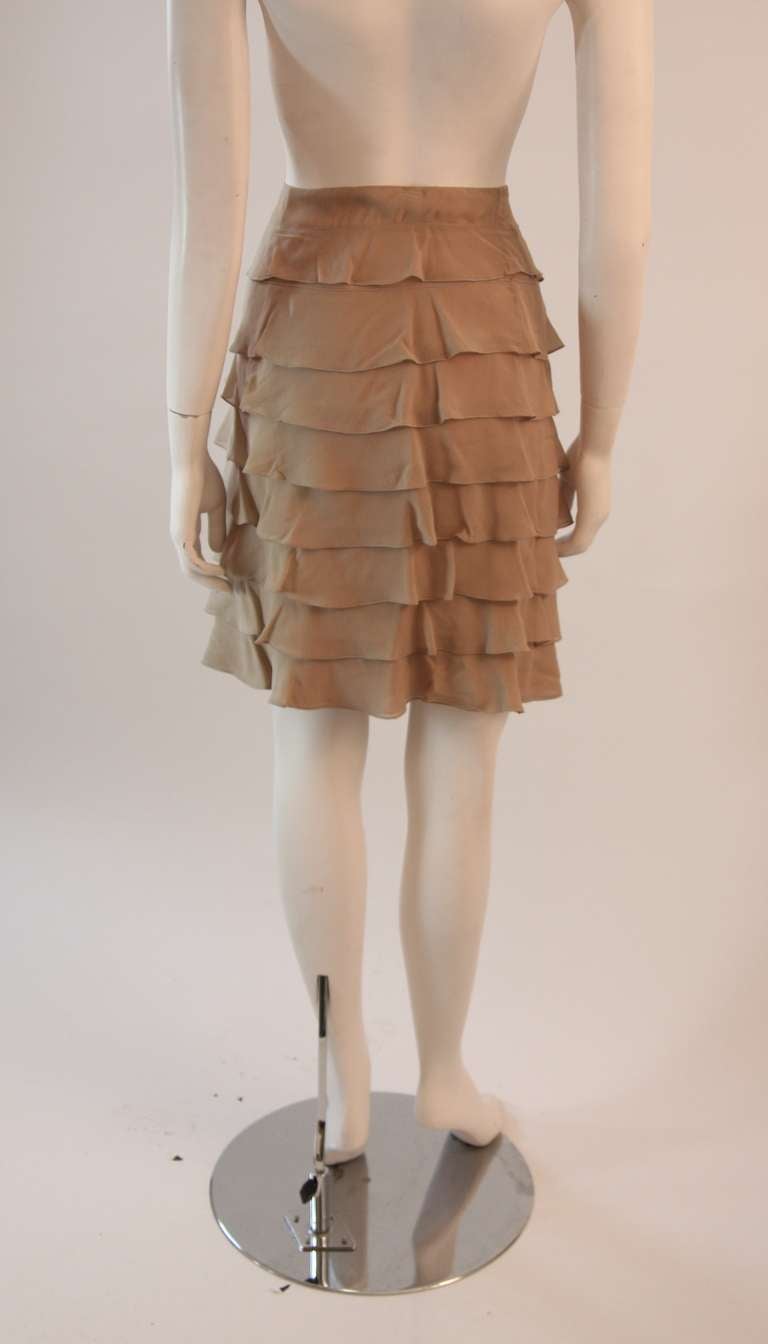 Valentino Silk Sand Chiffon Ruffle Skirt Size 50 2