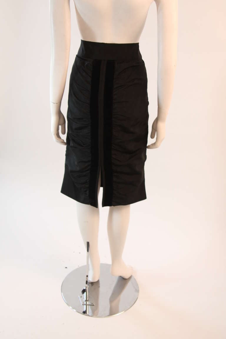 Yves Saint Laurent Ruched Skirt with Wrap and Velvet Detail Size 42 3