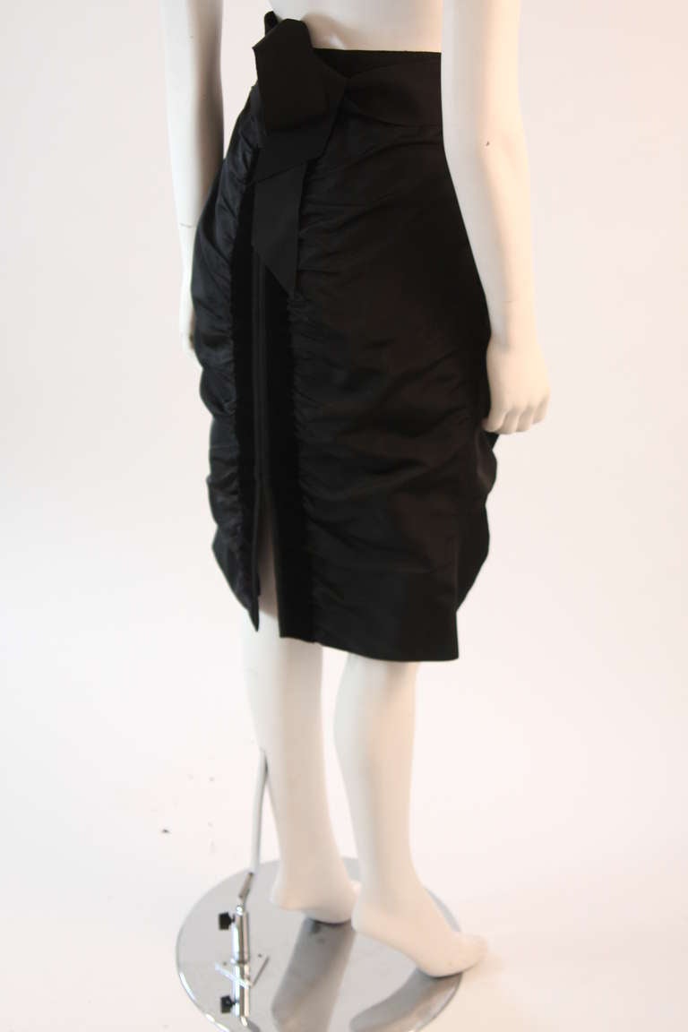 Yves Saint Laurent Ruched Skirt with Wrap and Velvet Detail Size 42 4