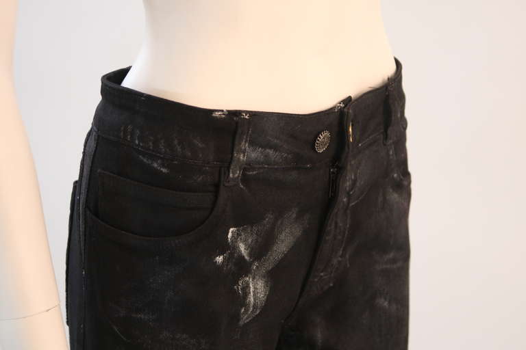 Women's Chanel Black Paint Splatter Jeans Size 42