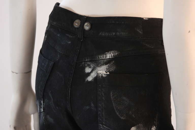 Chanel Black Paint Splatter Jeans Size 42 1